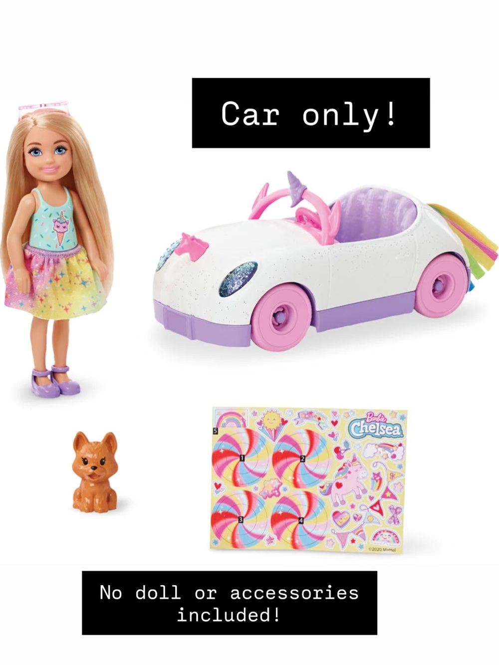 Chelsea White & Pink Unicorn Car (Car Only)